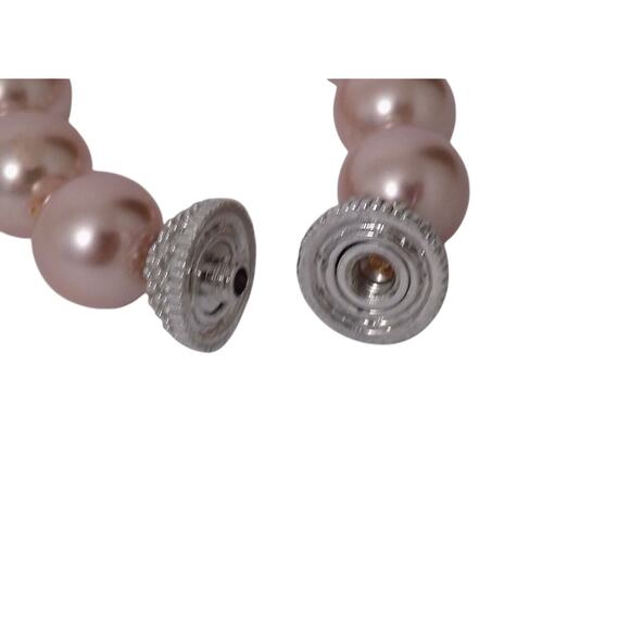 Pink pearl necklace choker and earrings rhinestone clasp - Picture 5 of 7